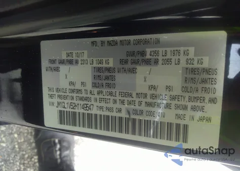 2017 Mazda Mazda6 Touring z USA, uszkodzony, nr VIN JM1GL1V52H1149547